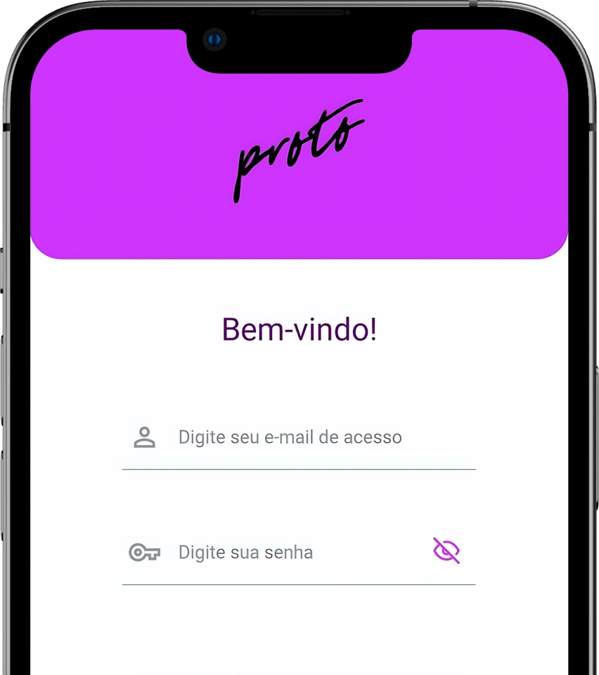 Imagem da tela de login do app do PROTO