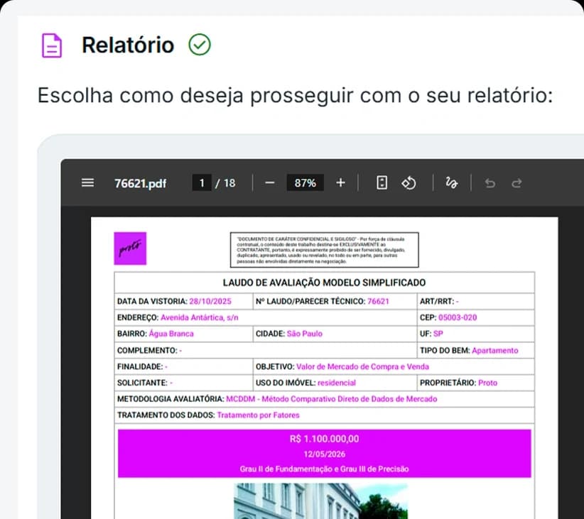 Editor do laudo final no Proto