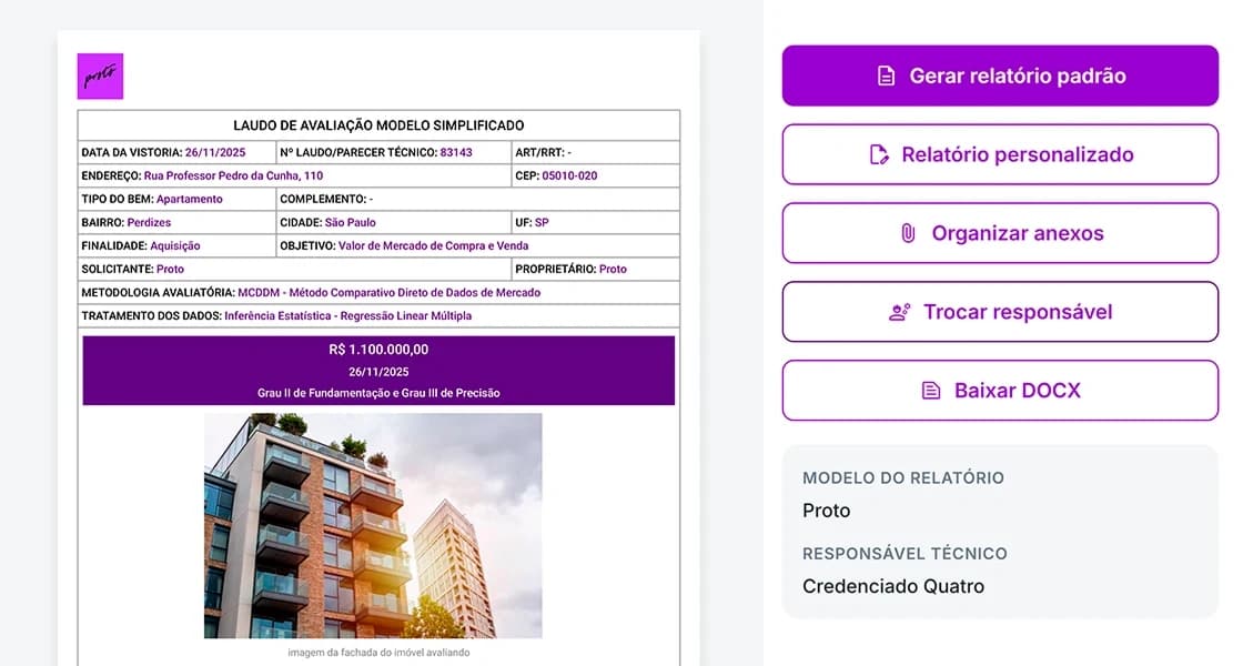Editor de documento do laudo